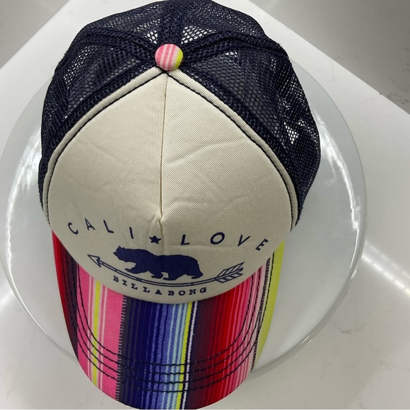 Billabong Cali-Love Multi Colored Striped Foam Snap Back Hat - Picture 5 of 7